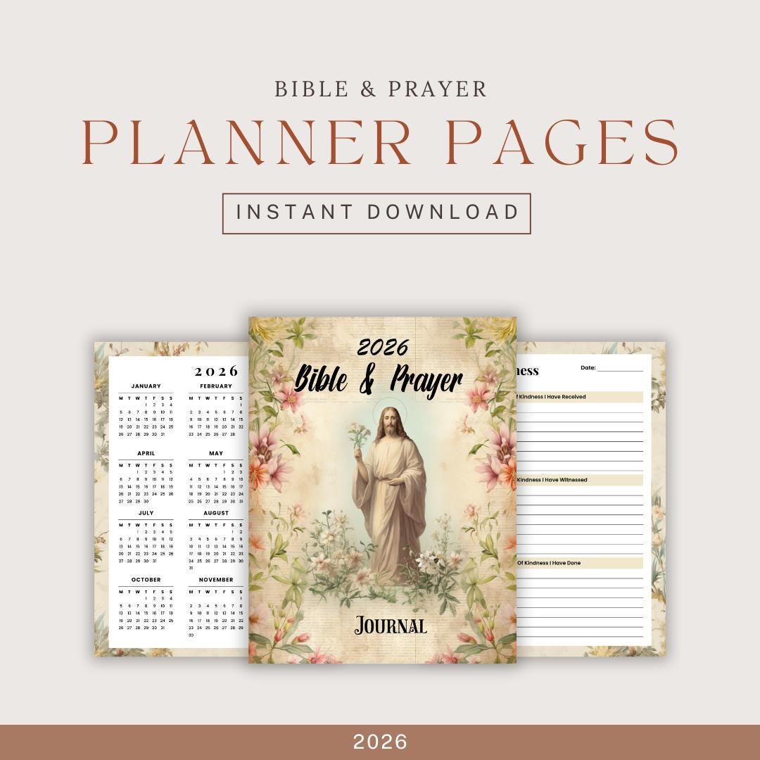 2026 Bible & Prayer Journal Pages, 80 Pages Christian Digital Planner ...