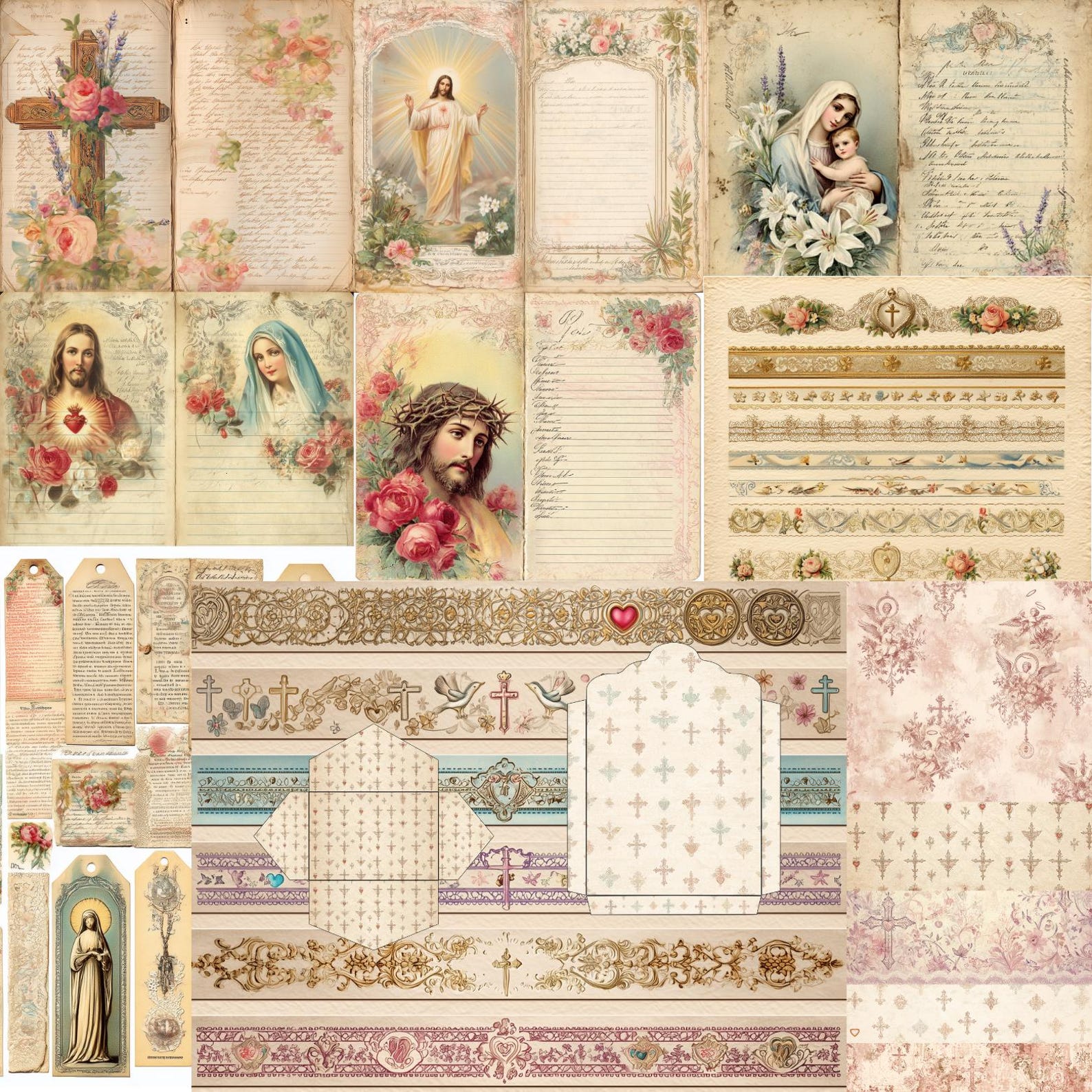 Vintage Religious Junk Journal Kit, Christian Scrapbook Ephemera Pages ...