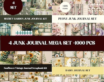 Floral Junk Journal Kit | Vintage Garden Scrapbook Paper (PDF)