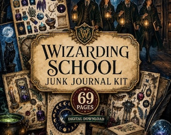 Wizarding School Junk Journal Kit, Magic Ephemera (Digital Download)