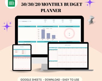 50/30/20 Budget Spreadsheet, Personal Finance Planner (Digital Download)