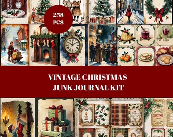 Vintage Christmas Junk Journal Kit, Retro Holiday Ephemera (258 PCS ...