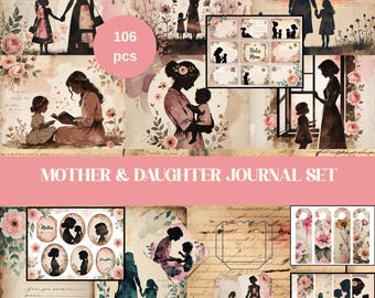 Mother & Daughter Junk Journal Kit, Vintage Floral Ephemera (Digital Download)
