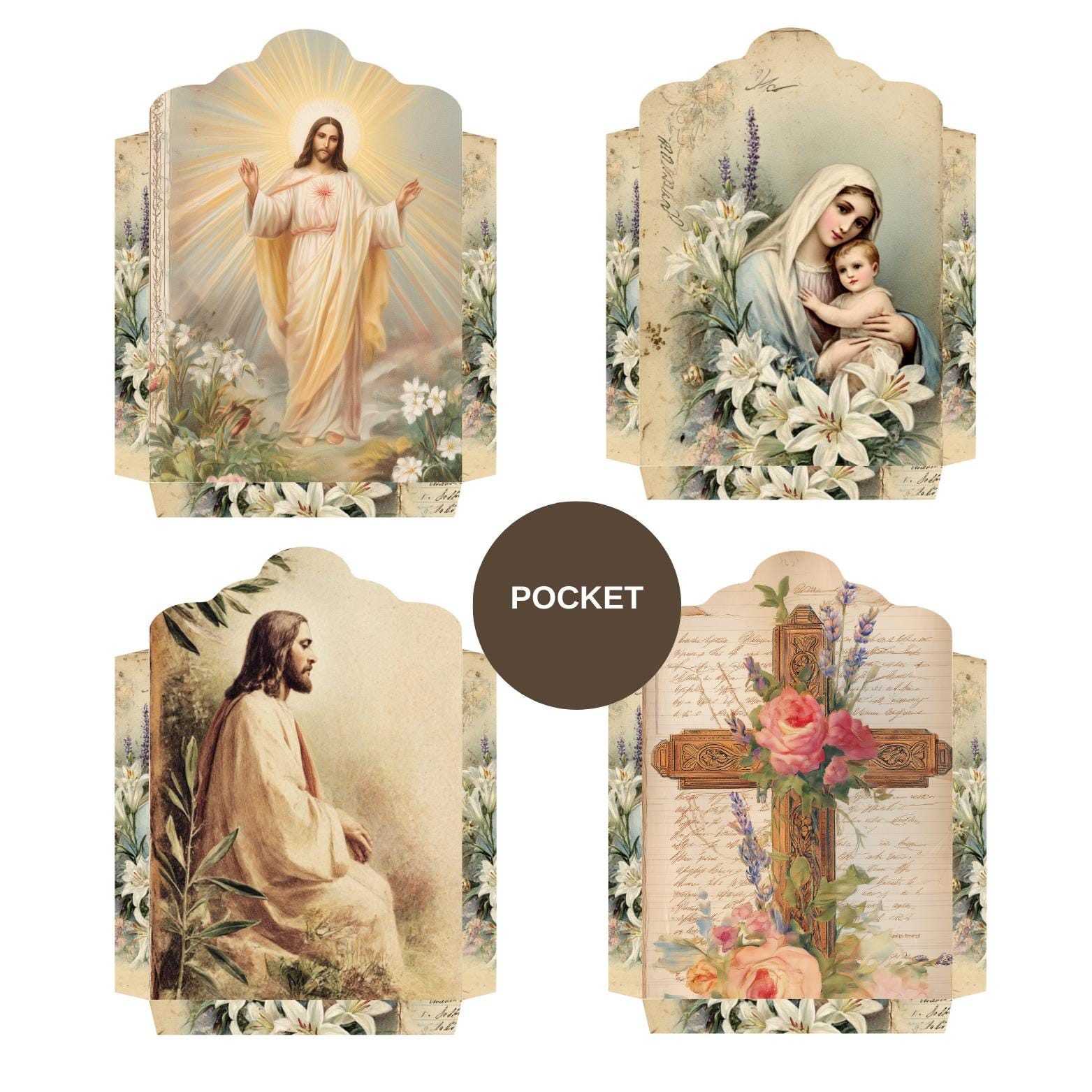 Religious Samples Vintage Religious Envelope Folio Kit, Christian Jesus Ephemera ...