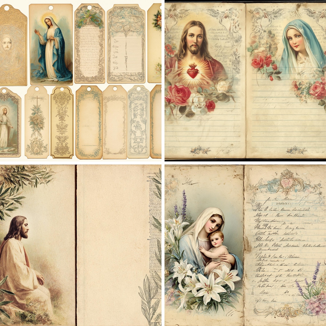 Vintage Religious Junk Journal Kit, Christian Scrapbook Ephemera Pages ...