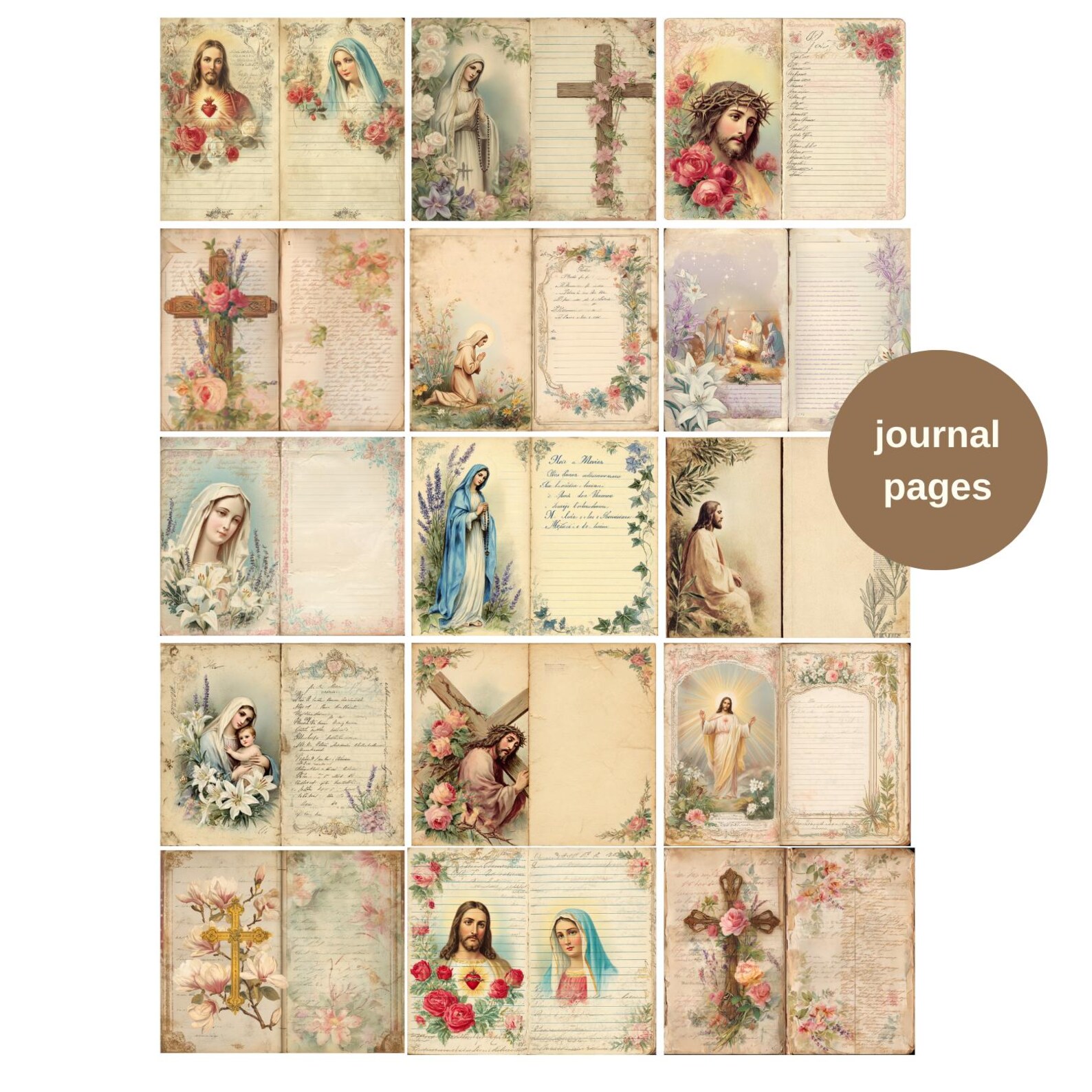 Vintage Religious Junk Journal Kit, Christian Scrapbook Ephemera Pages ...