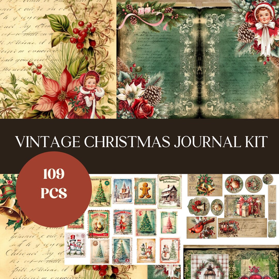Vintage Victorian Christmas Junk Journal Kit, Printable Ephemera ...