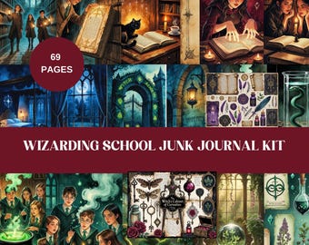 Wizarding School Junk Journal Kit, Magic Ephemera (Digital Download)