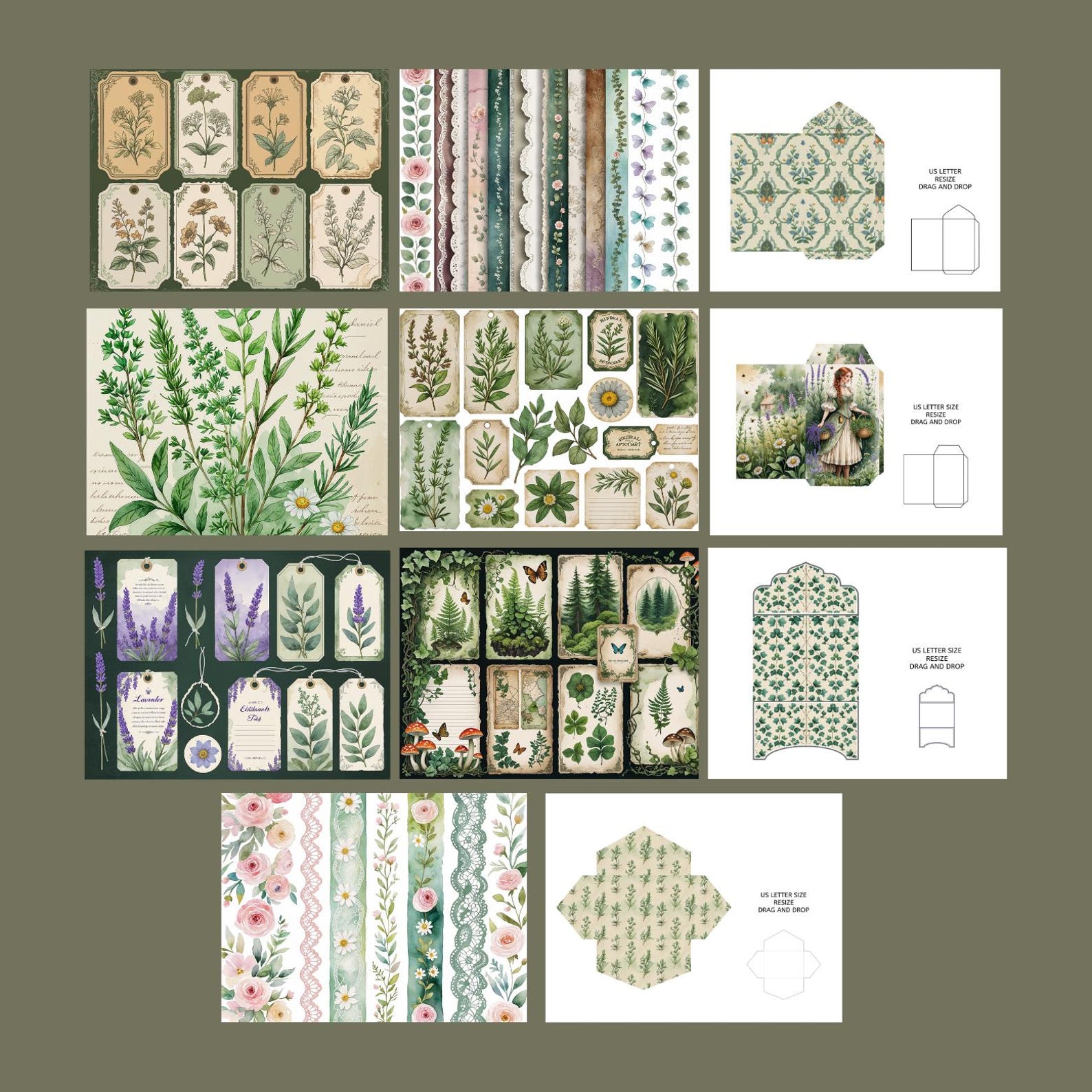 Herbologist Junk Journal Printable Kit, Vintage Apothecary Botanical ...