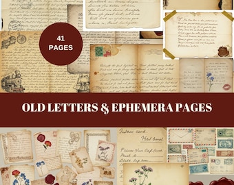 Antique Ephemera Journal Pages, Vintage Letter Crafting Kit (Digital Download)