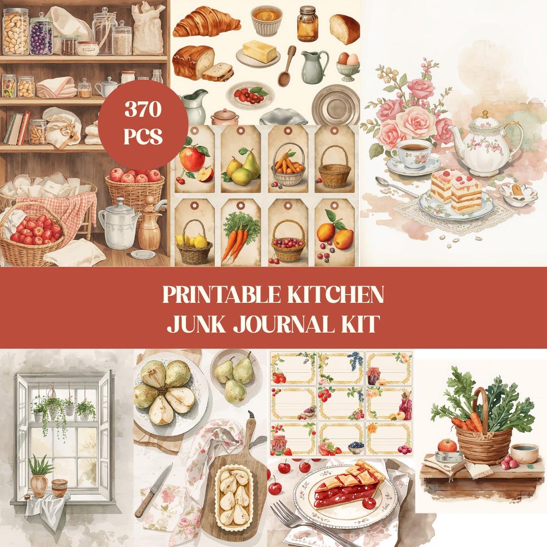Printable Kitchen Junk Journal Kit, Vintage Recipe Ephemera Pack ...