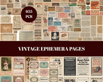 Vintage Ephemera Mega Kit, druckbare Collage Sheets (PDF)
