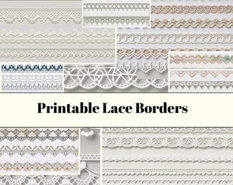 Printable Victorian Lace Borders, Junk Journal Ephemera (Digital Download)