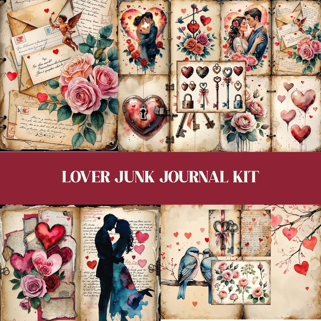 Vintage Valentine Junk Journal Kit : Couple Romantic Love Ephemera Journal - Etsy