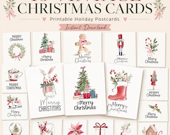 43 druckbare Weihnachtskarten: Festliche Postkarten im Vintage-Stil (PDF-Download)