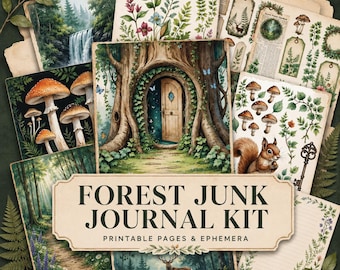 Forest Junk Journal Kit, Vintage Nature Ephemera (Digital Download)