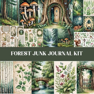 Forest Junk Journal Kit, Woodland Botanical Digital Sheet, Forest Botanical Ephemera, Afdrukbare Botanische Dagboekpagina's, Digitale download