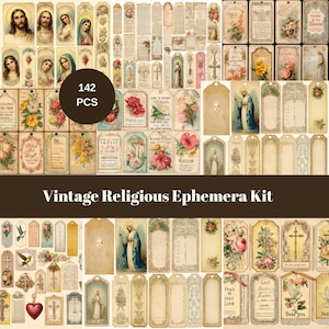 Vintage religiöses Ephemera Kit, christliches Junk Journal Printables, spiritueller Glaube Tags, digitaler Glaube Kunst, DIY Handwerk, Scrapbook Zubehör