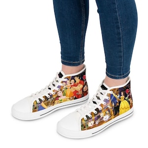 Beauty and the Beast Women's High Top Sneakers, Disney, Princess, Prince, Christmas Gift, Holiday Gift, Gift Ideas, New Year Gift.