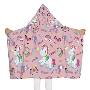 Unicorn Personalize Name Youth Hooded Towel, Christmas, Gift, Holiday Gift, Gift Ideas, New Year Gift.