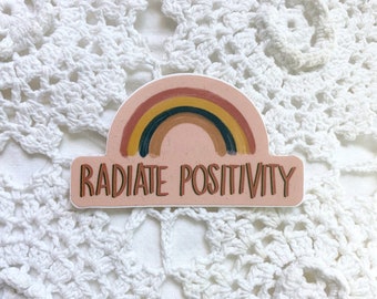 Rainbow Sticker-3"x1.76”-Vinyl Sticker- Radiate Positivity- Hydroflask sticker