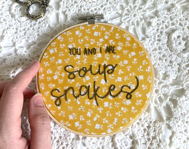 Soup Snakes-Hand Embroidered Art 6 inch image 3