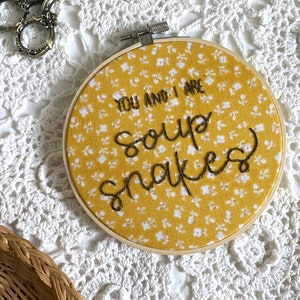 Soup Snakes-Hand Embroidered Art 6 inch image 1