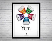 Apple - 激レア Apple 5色 iMac ポスター Apple 'YUM' Poster Print. Retro APPLE YUM Poster. Vintage