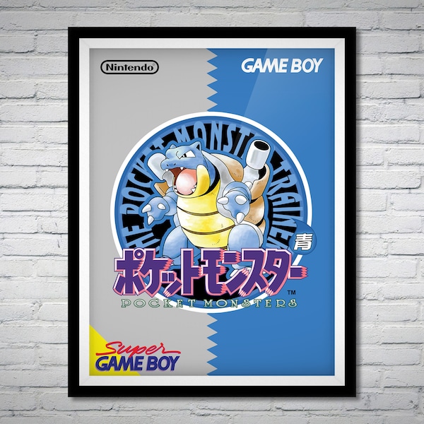 Classic Pokémon Box Art Poster | Blue, Green, Red, Yellow | Remaster