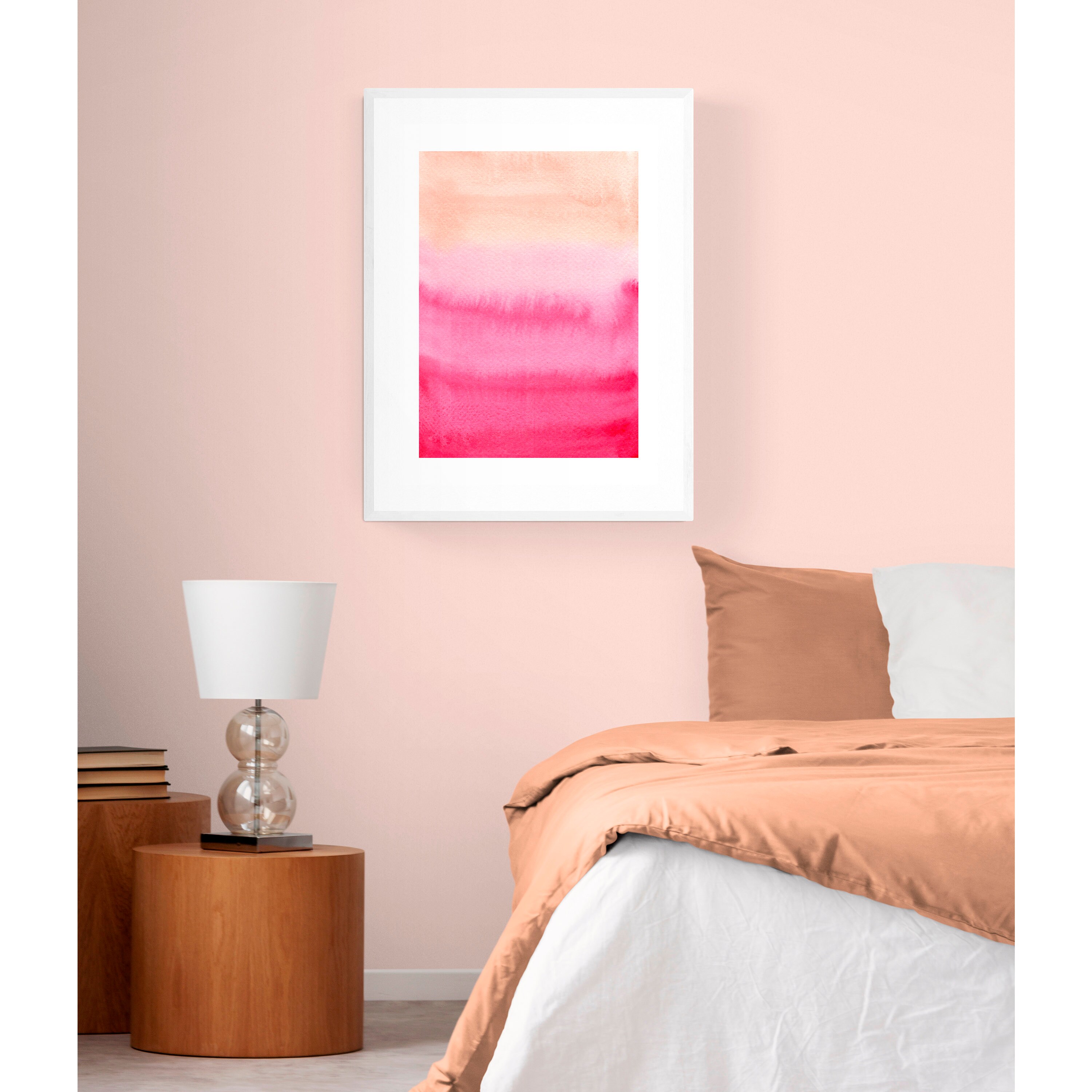 Pink beige Living room wall decor Abstract Print Watercolor Etsy
