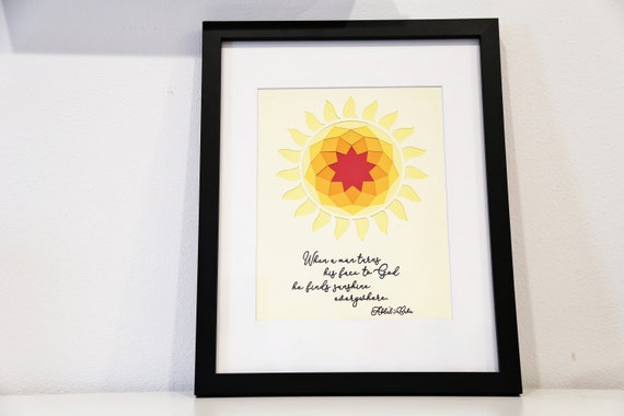 Nine Pointed Star Sun Paper Art Baha I Inspired Etsy