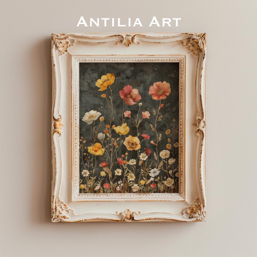 Moody Floral Still Life Print | Vintage Botanical Wall Art (digital ...