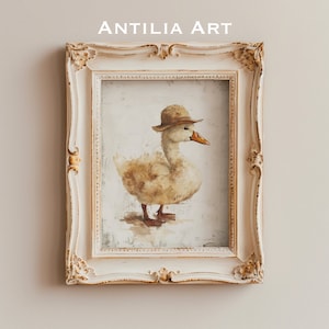 Duckling | vintage duck portrait painting | rustic wall art | duck lover gift print | farmhouse nursery decor | Antilia Art | 83