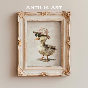 Duck | vintage duckling portrait painting | farm animal print | whimsical farmhouse nursery decor | rustic wall art | Antilia Art | 199