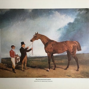 Plenipotentiary, Horse Print, Race Horse Print, Large Print, Horse & Jockey, Vintage Print, Antique Print, 30x40, Old Print, Antique Print,