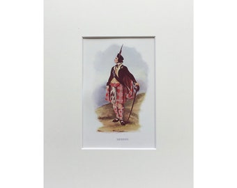 1923 MENZIE, Highland Clans, Antiker Druck, Scottish Prints, Originaler alter schottischer Druck, Wandkunst, Scottish Geschichte, Tartan