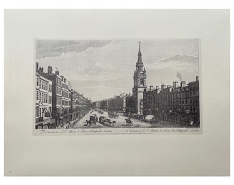 Vintage London Print, 1975, (40x30cm) London In The 18thC,  St Mary Le Bow, Old Prints, Antique Prints, Vintage Prints, Original Print