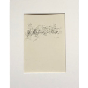 1912 Gravure ancienne, Piccadilly Circus, Londres, Croquis antique, Paysage urbain, Architecture, Art mural, Lithographie
