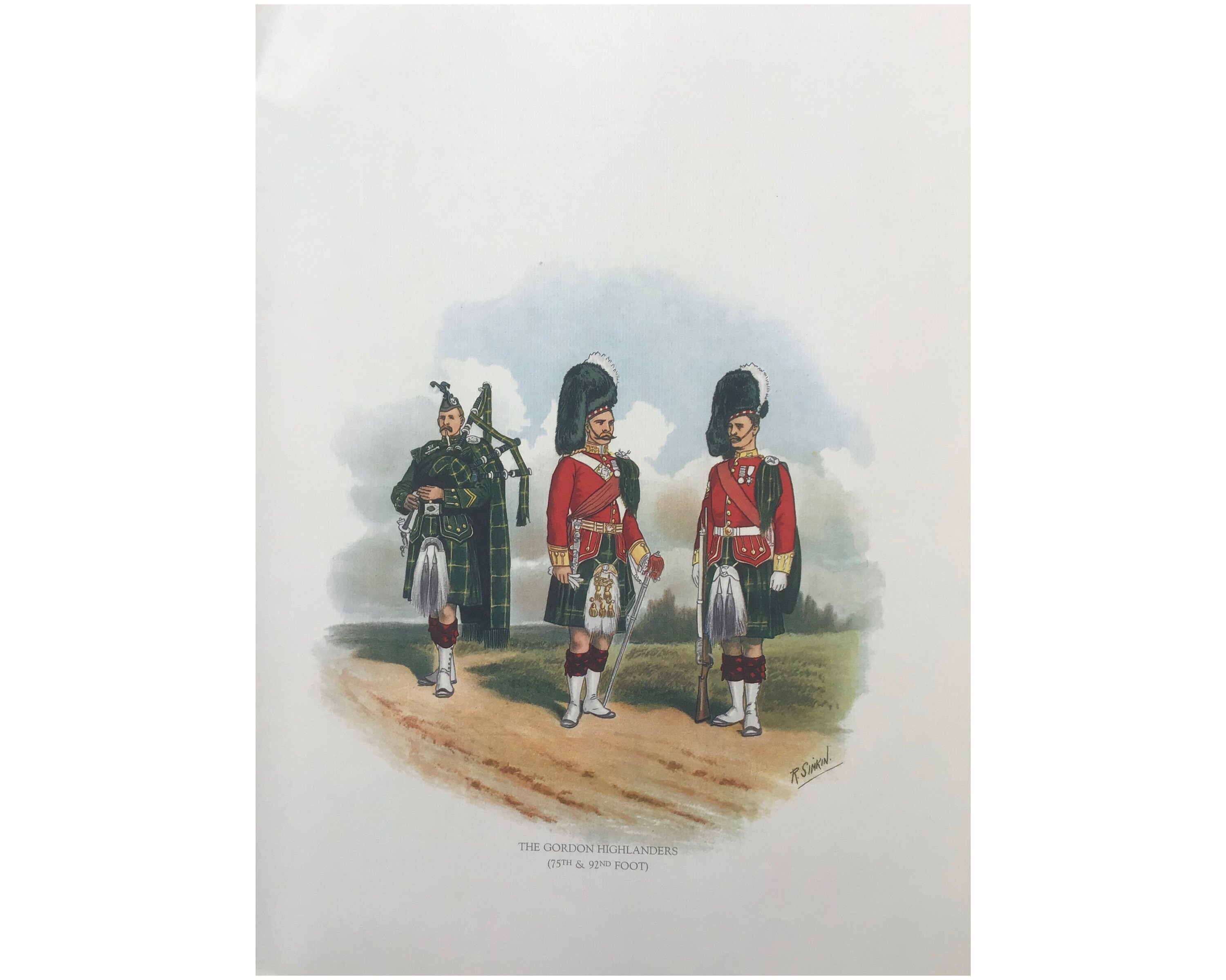 Vintage Print, Scottish Regiments, the Gordon Highlanders, 1970