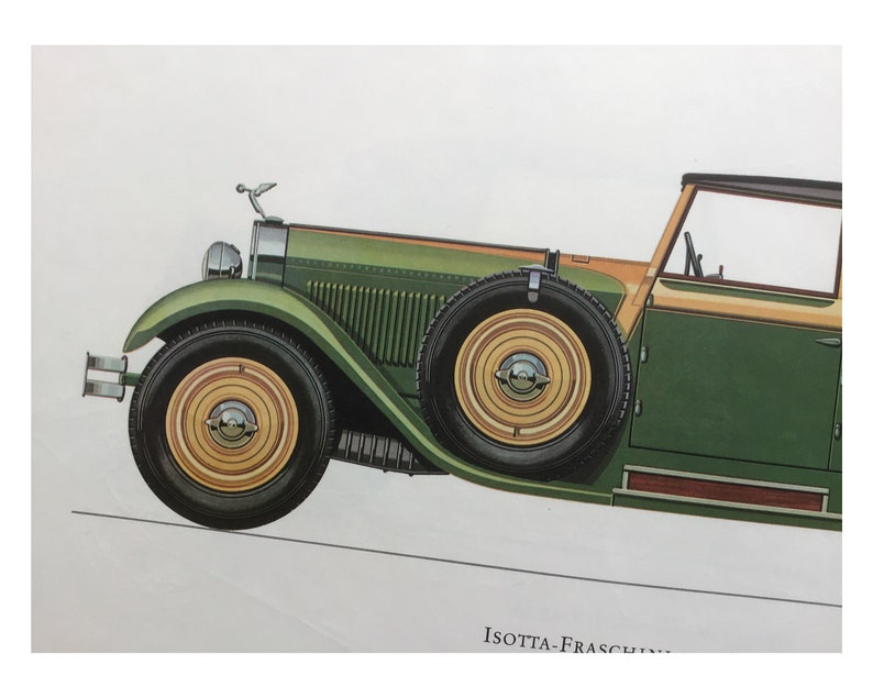 Isotta Poster size Large Print 16x12\u201d Fraschini 1929 Original Old Print Original Vintage Print 1964 Vintage Car Print Classic Cars