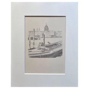 Impression ancienne de 1910, St Paul's, Londres, croquis ancien, paysage urbain, architecture, art mural, lithographie, art londonien