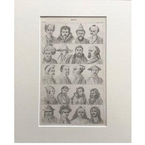 1834 Antique Print, Man Print, Original Old Print, Mounted, Lithograph, Old Print