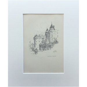 May include: A framed black and white architectural sketch of a building labeled "British Palace". The artwork is matted in white and set against a neutral background.