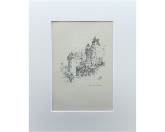 1912 Antique Print ,Edinburgh Print, Holyrood Palace, GG Hornby, Scotland Print, Old Print, Antique Sketch