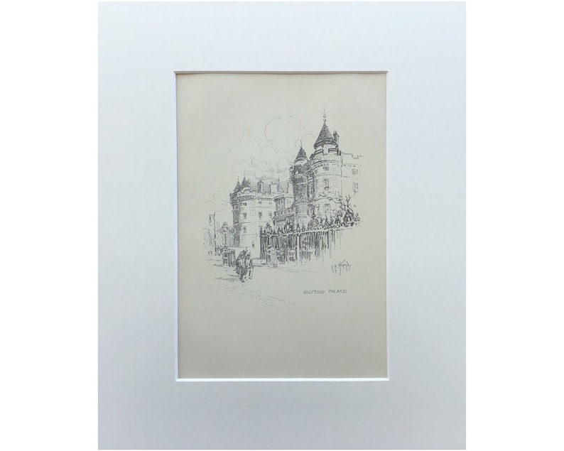 May include: A framed black and white architectural sketch of a building labeled "British Palace". The artwork is matted in white and set against a neutral background.