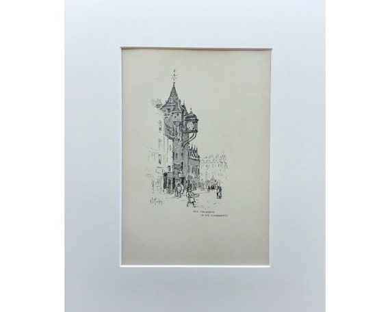 1912 Antique Print ,Edinburgh Print, Old Tolbooth  Canongate ,GG Hornby, Scotland Print, Old Print, Antique Sketch