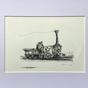 Limited Edition Print, Old Steam Train, Train Print,Gong Yu, Copper Plate Etching, London Print, Mounted Ready To Frame, London Architecture