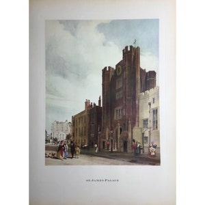 Tirage vintage, 1960,St James Palace, Grand Print (16.5 x 11 ») Gravure ancienne, Gravure ancienne, Gravure de Londres, Gravure architecturale, Art londonien, Estampe