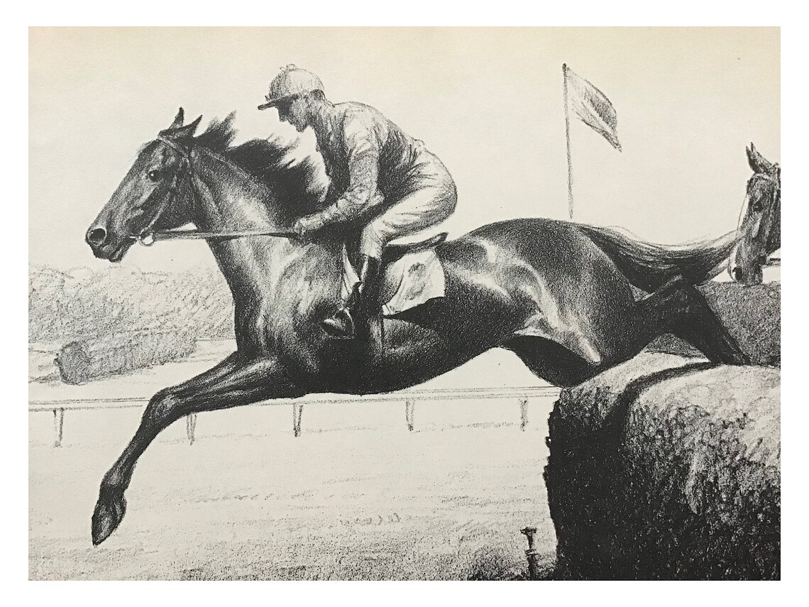 1939 Race Horse Print, Anderson, Amagansett, Vintage Horse Print, Horse