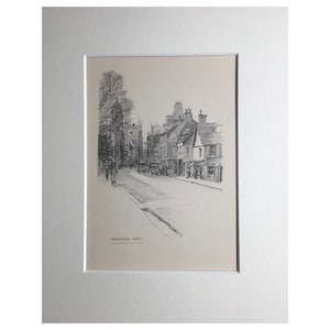 1912 Cambridge Print, Trumpington Street, Old Print, Vintage Prints, Vintage Art, Cambridge Art, Antique Print, Pictures, Mounted Print